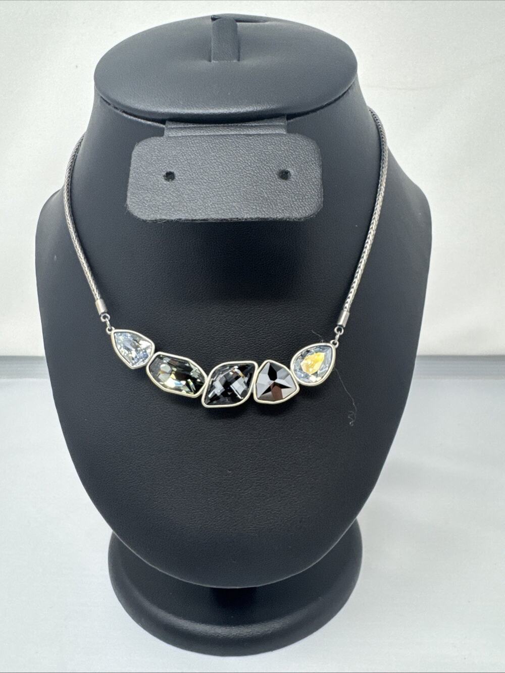 Touchstone Crystal by Swarovski ARMOUR Necklace BLACK DIAMONT Silver Plated